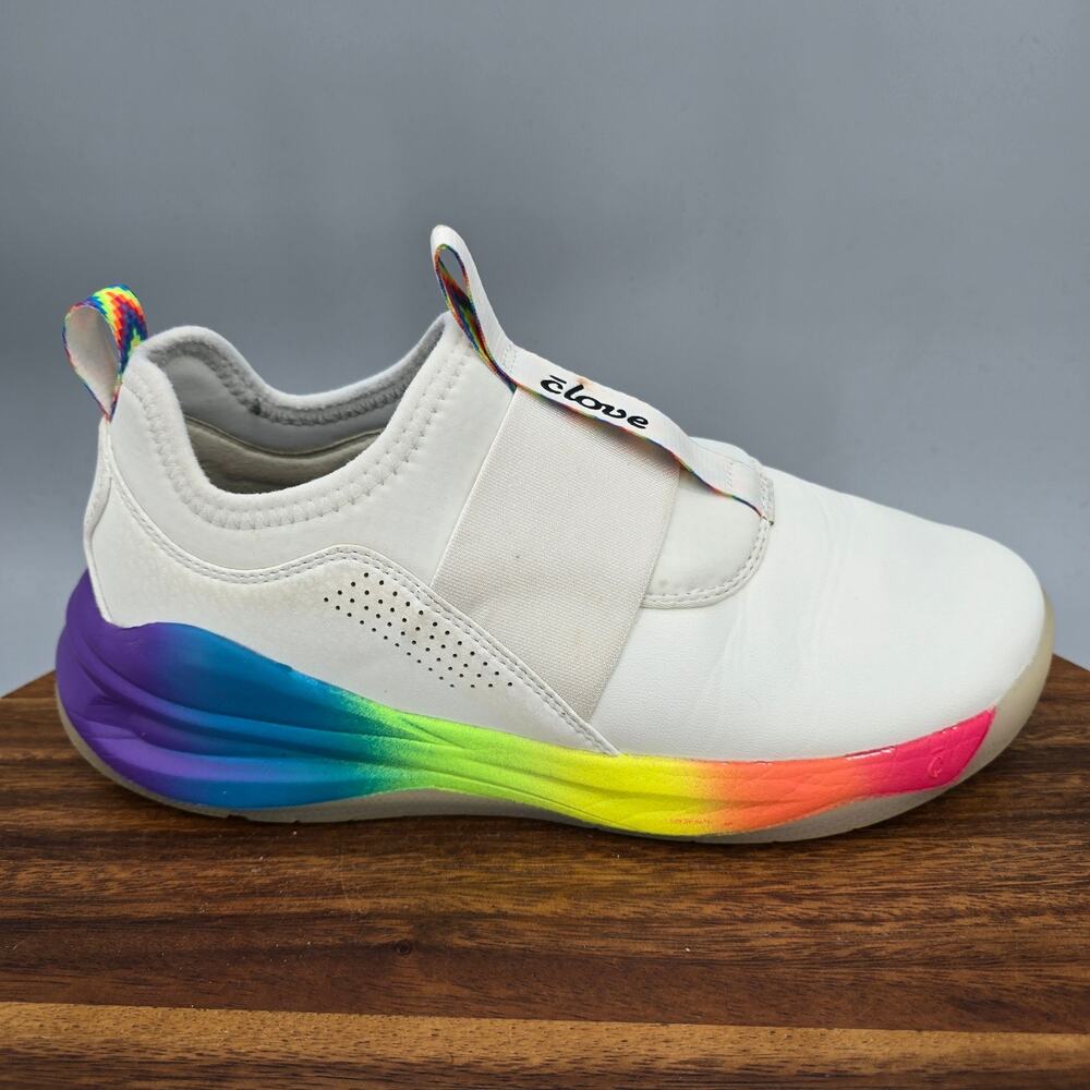 Clove Shoes Womens 6.5 White Rainbow Slip On Low Professional Nursing Sneakers